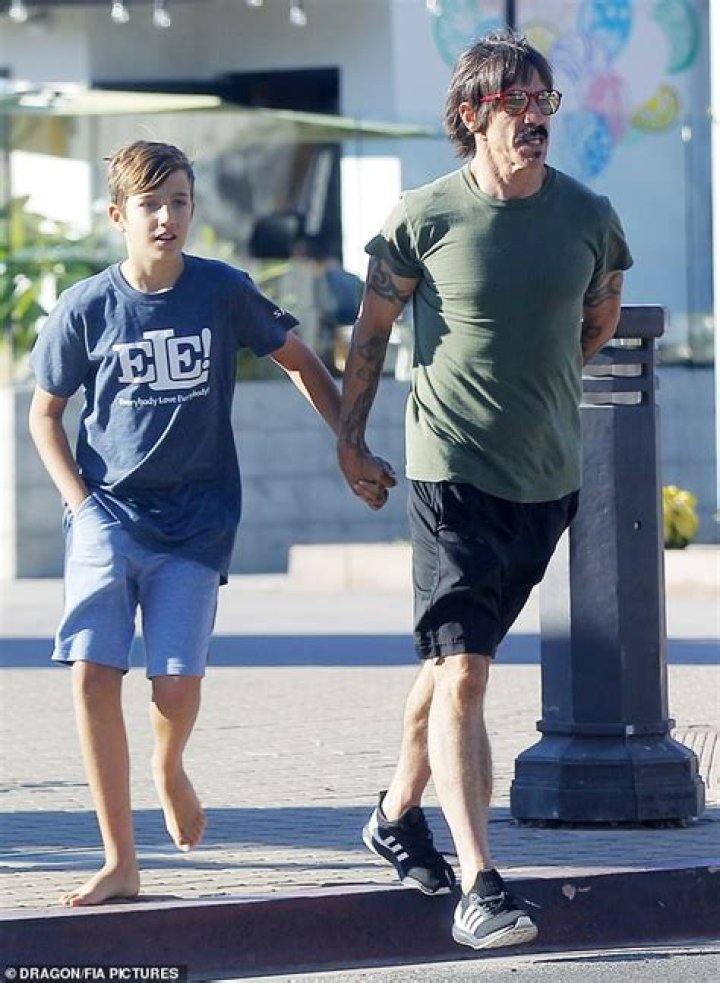 Anthony Kiedis and his son Everly Bear Red Hot Chili Peppers arriving