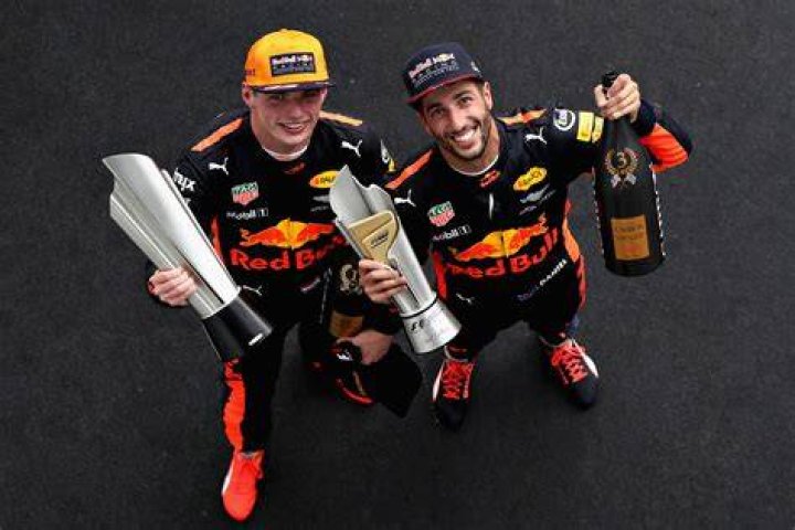 Daniel Ricciardo and Max Verstappen Formula 1 car racing, Daniel