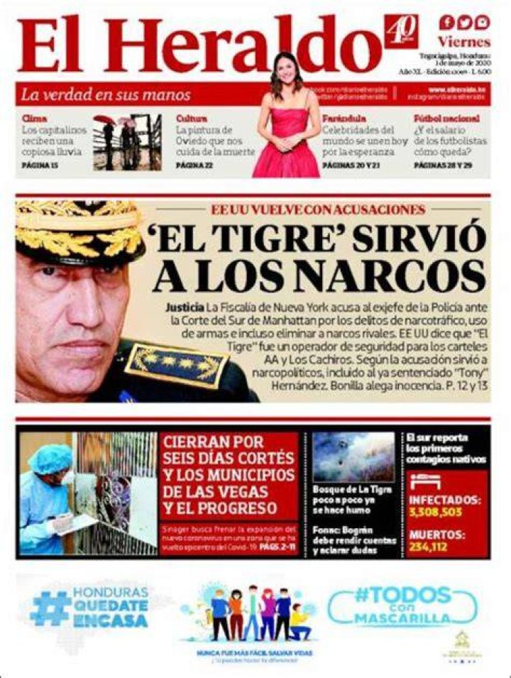 Peri&oacute;dico El Heraldo (Honduras). Peri&oacute;dicos de Honduras. Edici&oacute;n de