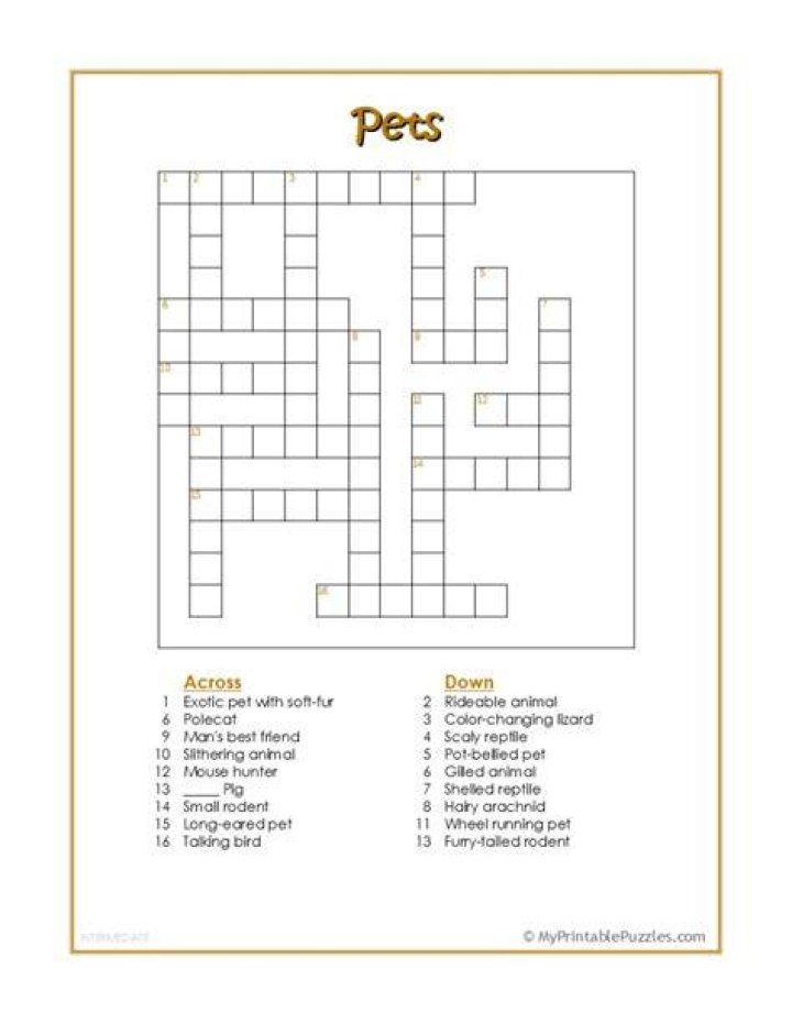 Pets Crossword