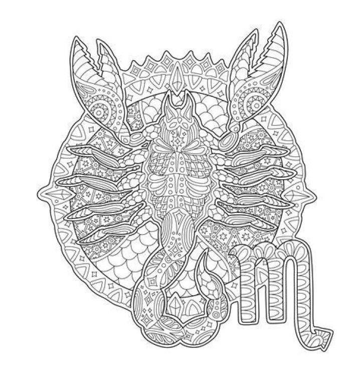 Scorpio Zodiac Sign Mandala coloring page Download, Print or Color