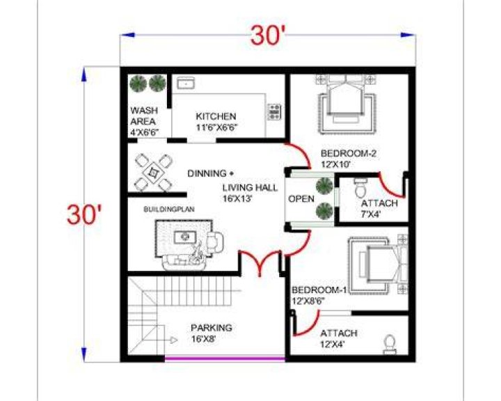 Small House Plan 30 by 15 Low Budget House,30 x 15 Low Budget House