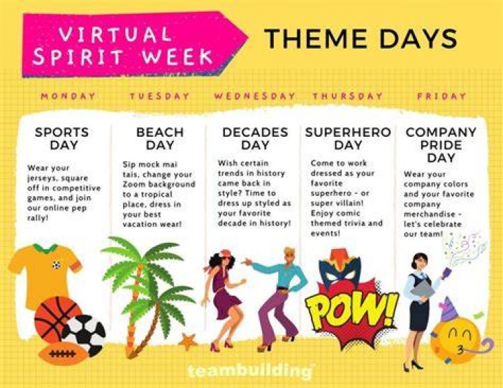 Spirit Week Ideas Work Spirit Week Theme Days Themes Dress