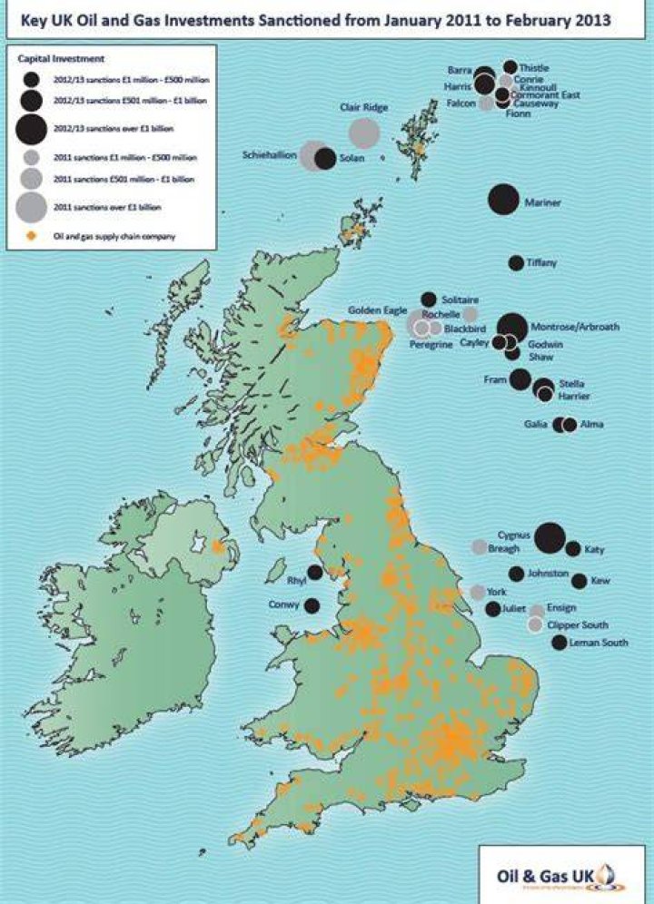 Where are the UK oil fields?
